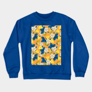 Yellow strawberries on orange Crewneck Sweatshirt